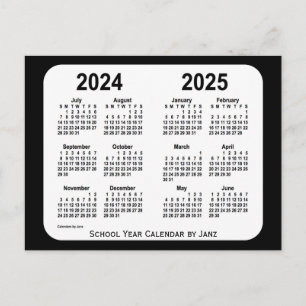 2024-2025 års kalender i Black and White School fr Vykort