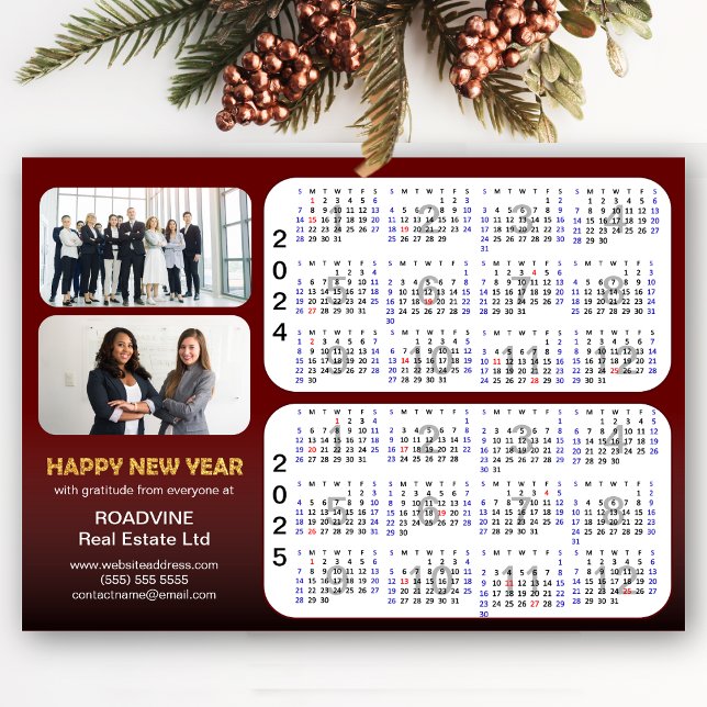 2024 2025 Calendar 2 Photo Red Magnetic (Skapare uppladdad)