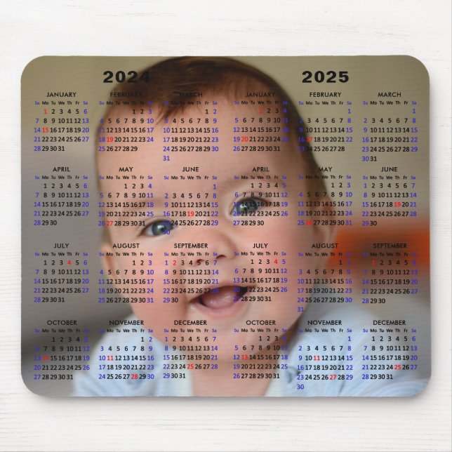 2024-2025 Calendar Anpassningsbar Fullt Photo US H Musmatta (Framsidan)