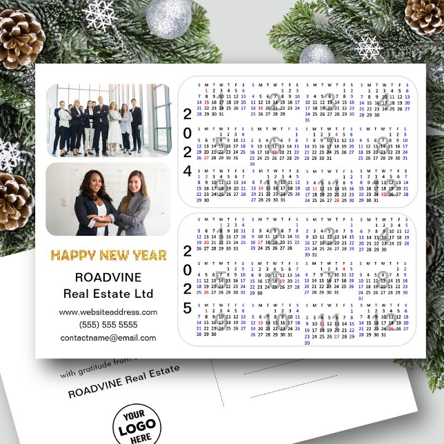 2024 2025 Calendar Guld Business Photo Minimalist Helg Vykort (Skapare uppladdad)