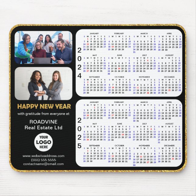 2024 2025 Calendar Guld Script Corporate 2 Photo Musmatta (Framsidan)