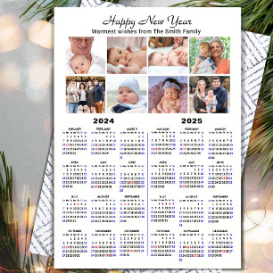 2024 2025 Calendar Photo Collage Minimalist Julkort