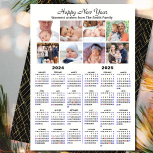 2024 2025 Calendar Photo Collage Minimalist Julkort