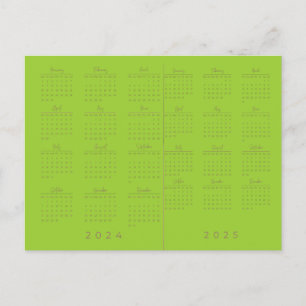 2024/2025 Gul Grön Kalender i Stor Bokstav Vykort