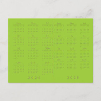 2024/2025 Gul Grön Kalender i Stor Bokstav  Vykort