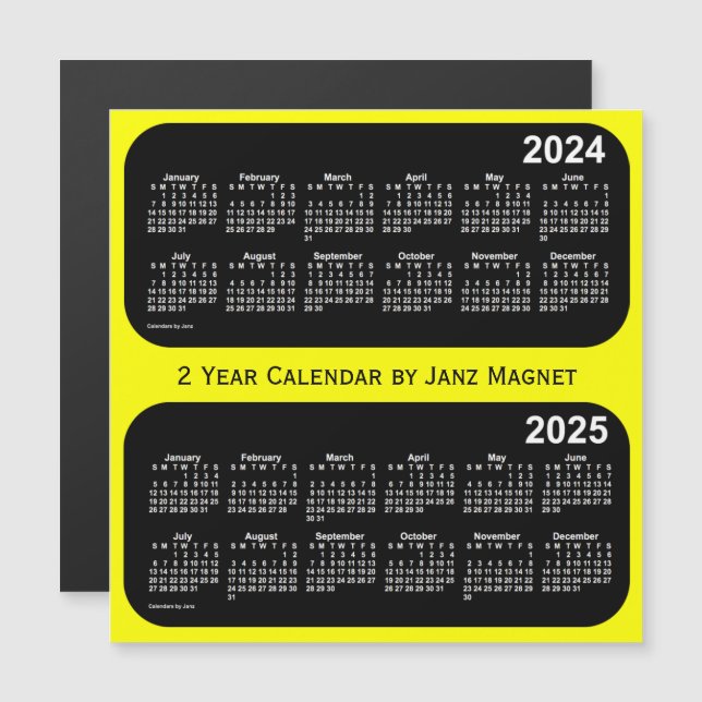 2024-2025 Gult Neon 2-årskalender från Janz (Fram/baksida)