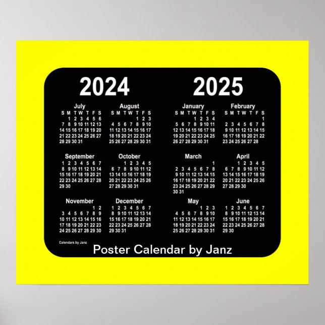 2024-2025 Gult Neon School Calendar från Janz Poster (Framsidan)