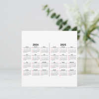 2024 2025 Kalender 2 år svart vit 