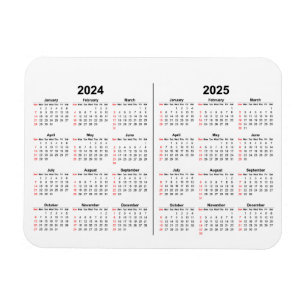 2024 2025 Kalender 2 år svart vitt Magnet
