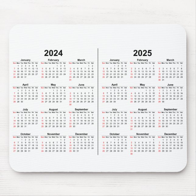 2024 2025 Kalender 2 år svart vitt Musmatta (Framsidan)