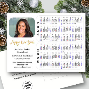 2024-2025 Kalender Modern Guld Business Photo Helg Vykort