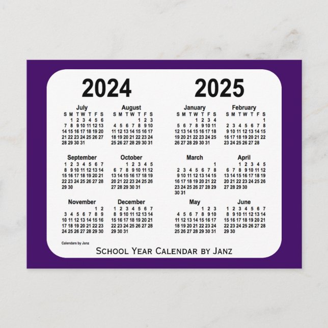 2024-2025 Lila Mini School Year Calendar av Janz Vykort (Framsida)