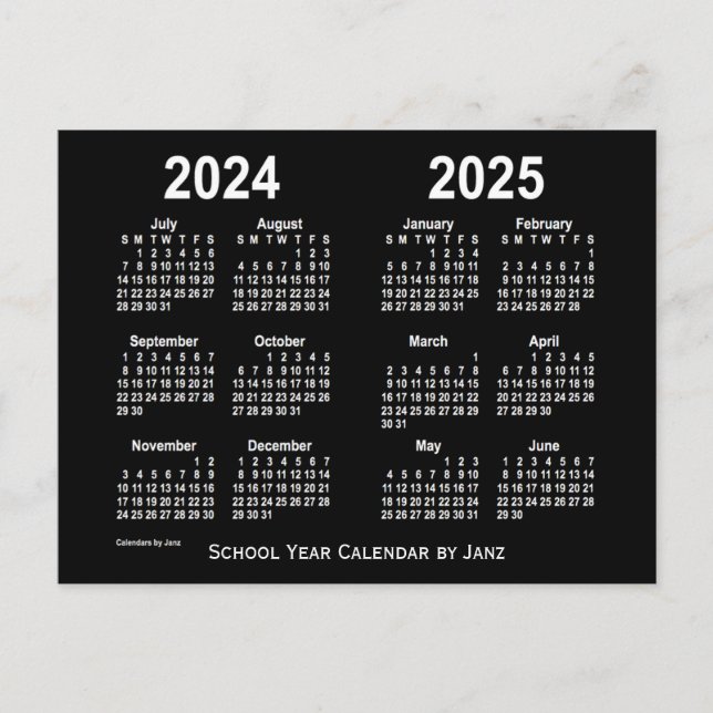 2024-2025 Neon White School Calendar av Janz Vykort (Framsida)