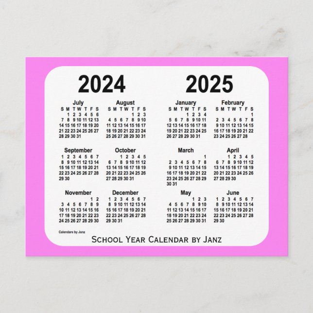 2024-2025 Violet Mini School Calendar av Janz Vykort (Framsida)