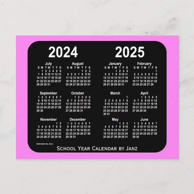 2024-2025 Violet Neon Mini School Calendar av Janz Vykort (Framsida)