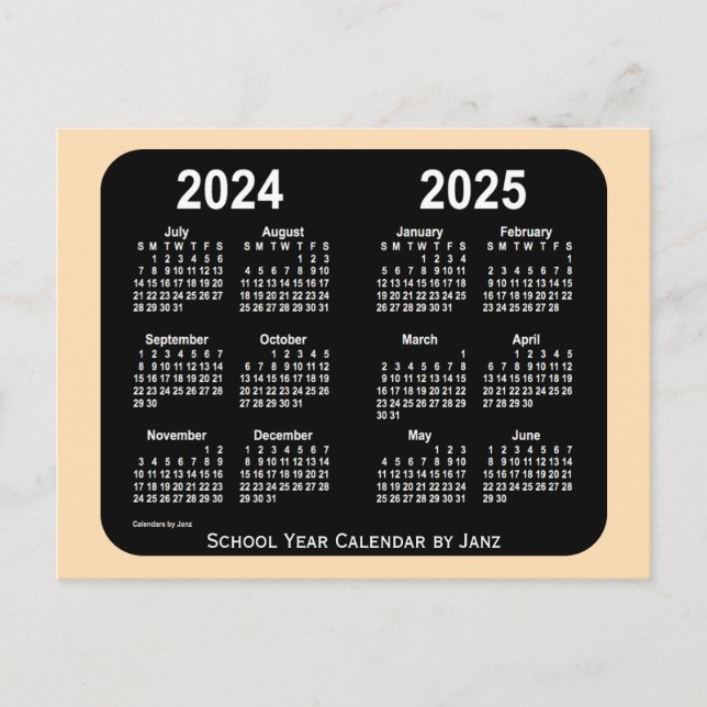 2024-2025 Wheat Neon Mini School Calendar från Jan Vykort (Framsida)
