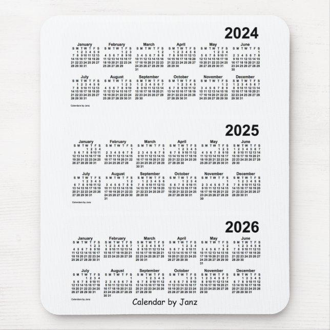 2024-2026 års vitbok om treårskalender från Janz Musmatta (Framsidan)