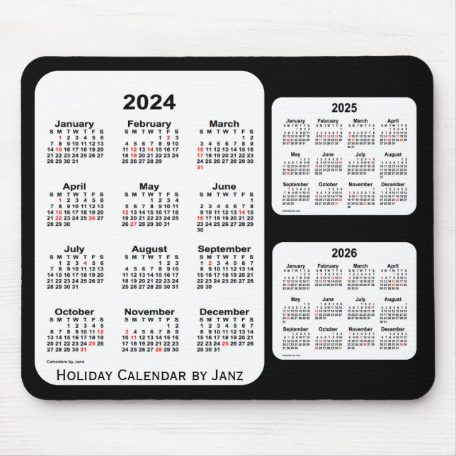 2024-2026 Black 3 Year Helgdag Calendar av Janz Musmatta (Framsidan)