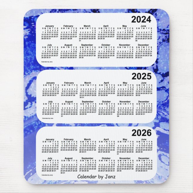 2024-2026 Blue Galaxy 3-årskalender från Janz Musmatta (Framsidan)
