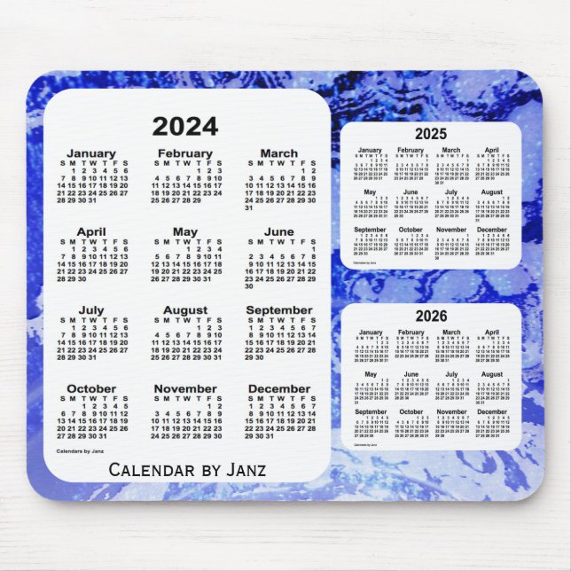 2024-2026 Blue Galaxy 3-årskalender från Janz Musmatta (Framsidan)