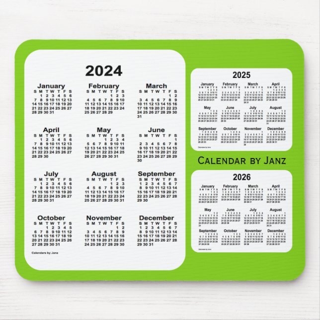 2024-2026 Gult Grönt 3-årskalender från Janz Musmatta (Framsidan)