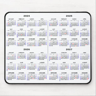 2024-2027: 4 års kalender - enkel svart, amerikans musmatta