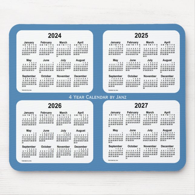 2024-2027 Stålblå 4-årskalender från Janz Musmatta (Framsidan)