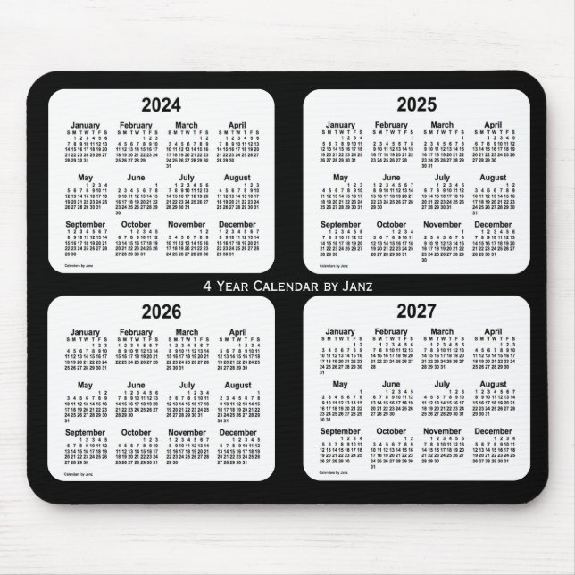 2024-2027 Svartvit 4-årskalender från Janz Musmatta (Framsidan)