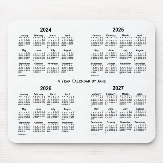 2024-2027 Vit fyrårskalender från Janz Musmatta (Framsidan)