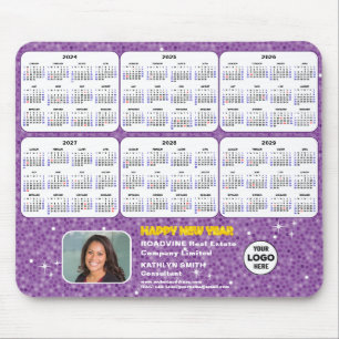 2024-2029 Calendar Business Photo Lila Glitter Musmatta