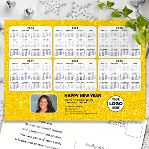 2024-2029 Kalender Modern Guld Glitter Business Helg Vykort