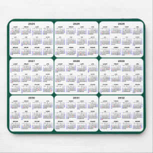 2024-2032 Kalender med amerikanska Helgdagar Mörk  Musmatta