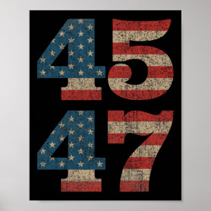 2024 45 47-Vintage Amerikansk Flagga Retro 4547 Tr Poster