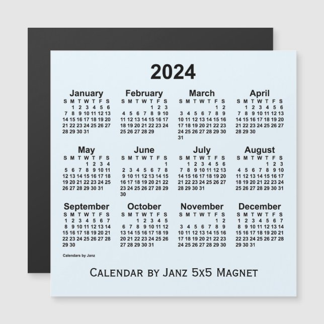 2024 Alice Blue Calendar av Janz 5x5 Magnet (Fram/baksida)