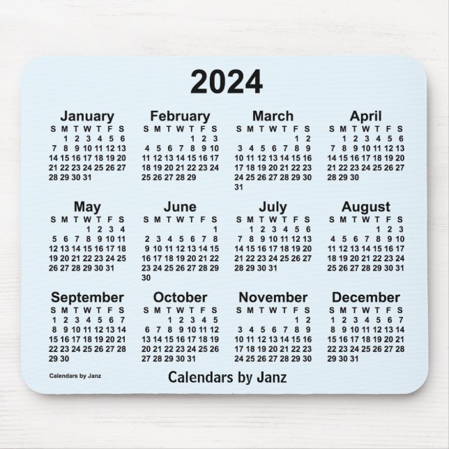 2024 Alice Blue Calendar av Janz Mouse Pad Musmatta (Framsidan)