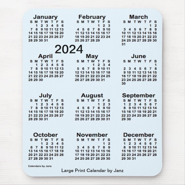 2024 Alice Blue Large Print Calendar från Janz Musmatta (Framsidan)