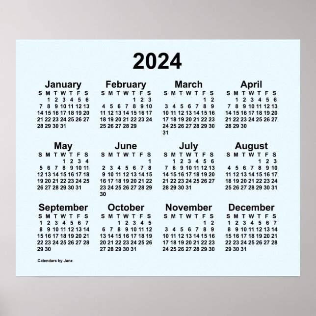 2024 Alice Blue Väggkalender av Janz Poster (Framsidan)