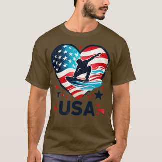 2024 Amerikanska Flagga Surfer Graphic Surfboard V T Shirt
