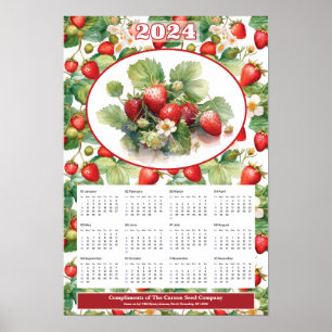 2024 Anpassningsbar - kalender för jordgubbar Poster