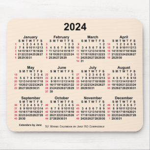 2024 Antik Vit 52 Veckors ISO Kalender av Janz Musmatta