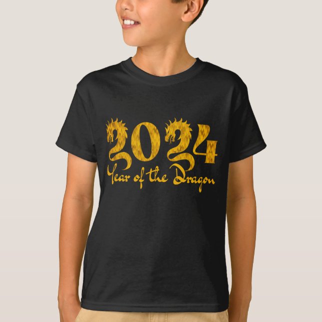 2024 ÅR FÖR DRAGON GULD T SHIRT (Framsida)