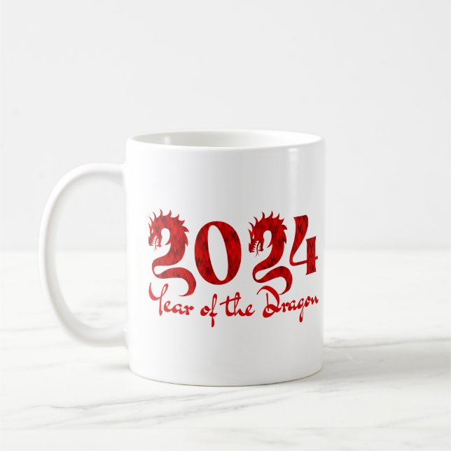 2024 ÅR FÖR DRAGON RED KAFFEMUGG (Vänster)