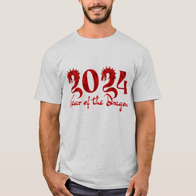 2024 ÅR FÖR DRAGON RED T SHIRT (Framsida)