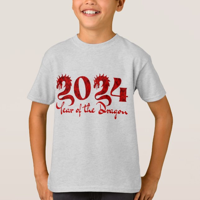 2024 ÅR FÖR DRAGON RED T SHIRT (Framsida)