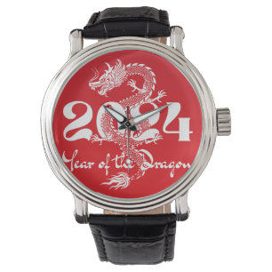 2024 år för drakens röda vita armbandsur