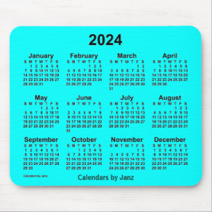 2024 års Aqua-kalender av Janz Mouse Pad Musmatta