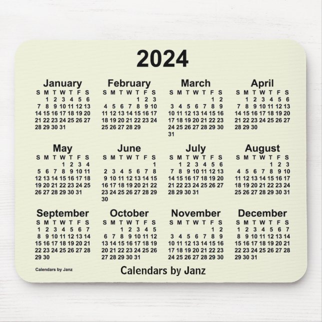 2024 års Beige-kalender av Janz Mouse Pad Musmatta (Framsidan)