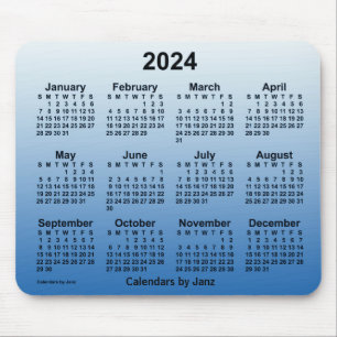 2024 års blåkalender av Janz Mouse Pad Musmatta