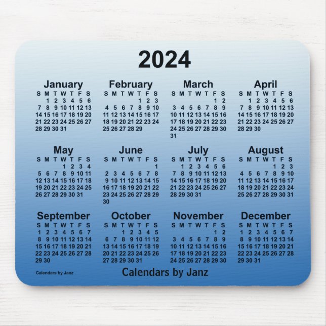 2024 års blåkalender av Janz Mouse Pad Musmatta (Framsidan)