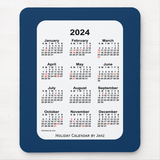 2024 års blåkalender i Helgdag-boxen från Janz Musmatta (Framsidan)